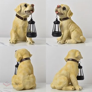 Lampa Lampka Solarna Ogrodowa Ozdobna Ozdoba Pies z Lampionem Led Dekoracja