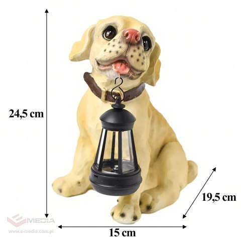 Lampa Lampka Solarna Ogrodowa Ozdobna Ozdoba Pies z Lampionem Led Dekoracja