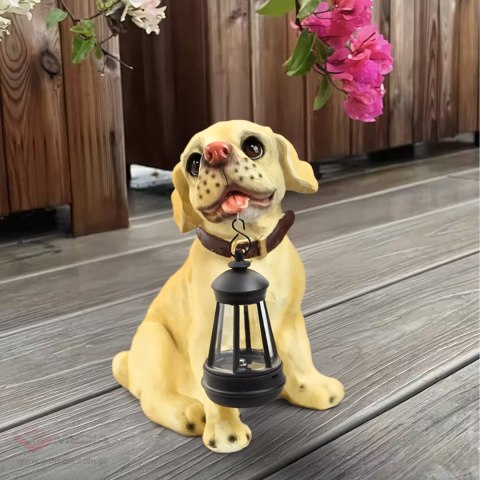 Lampa Lampka Solarna Ogrodowa Ozdobna Ozdoba Pies z Lampionem Led Dekoracja