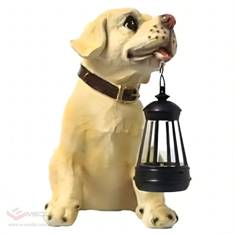 Lampa Lampka Solarna Ogrodowa Ozdobna Ozdoba Pies z Lampionem Led Dekoracja