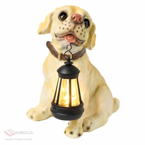 Lampa Lampka Solarna Ogrodowa Ozdobna Ozdoba Pies z Lampionem Led Dekoracja