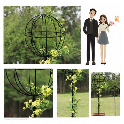 Pergola Ogrodowa Tarasowa Metalowa Podpora do Pnączy Róż Kwiatów 50x10cm Czarna