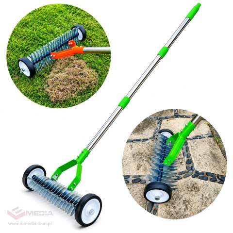 192x Aerator Wertykulator Ręczny na Kółkach Obrotowy Wahadłowy do Trawnika + Rękawice