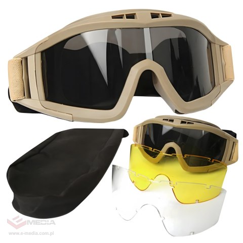 OKULARY TAKTYCZNE GOGLE WOJSKOWE OCHRONNE ASG STRZELECKIE AIRSOFT SPORTOWE