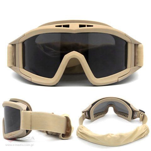 OKULARY TAKTYCZNE GOGLE WOJSKOWE OCHRONNE ASG STRZELECKIE AIRSOFT SPORTOWE