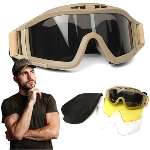 OKULARY TAKTYCZNE GOGLE WOJSKOWE OCHRONNE ASG STRZELECKIE AIRSOFT SPORTOWE