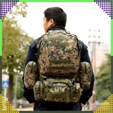 Plecak Szkolny Podróżny Taktyczny 4w1 Wojskowy Turystyczny Survival 50L