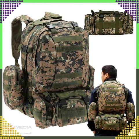 Plecak Szkolny Podróżny Taktyczny 4w1 Wojskowy Turystyczny Survival 50L