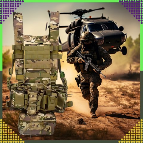 Kamizelka Taktyczna Wosjkowa Ochronna Molle Lekka Airsoft Zasobnik Asg