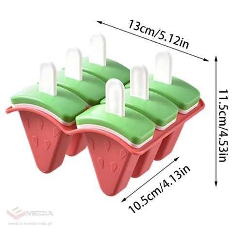 Foremki Forma do Lodów na Patyku Domowe Sorbet Lody Foremka Arbuz 6 szt