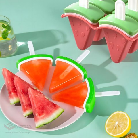 Foremki Forma do Lodów na Patyku Domowe Sorbet Lody Foremka Arbuz 6 szt