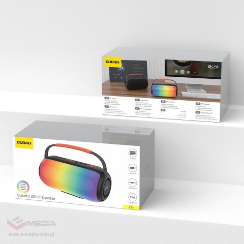 Głośnik bezprzewodowy Dudao Y21 podświetlany RGB Bluetooth 5.3 - czarny