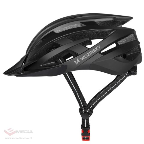 Kask rowerowy MTB Wozinsky z odpinanym daszkiem i tylną lampką USB 54-57 cm - czarny