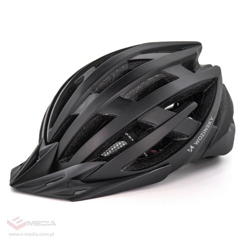 Kask rowerowy MTB Wozinsky z odpinanym daszkiem i tylną lampką USB 57-62 cm - czarny