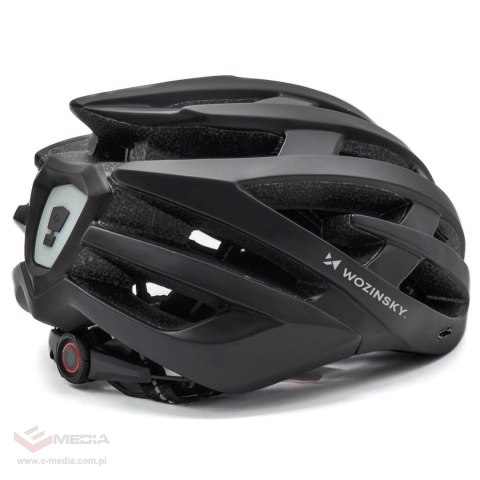 Kask rowerowy MTB Wozinsky z odpinanym daszkiem i tylną lampką USB 57-62 cm - czarny