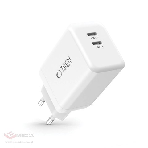 Ładowarka Tech-Protect NC45W-GAN 2-PORT PD45W - białe