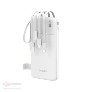 Powerbank Dudao K11 10000mAh z wbudowanymi kablami - biały