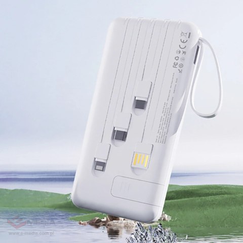 Powerbank Dudao K11 10000mAh z wbudowanymi kablami - biały