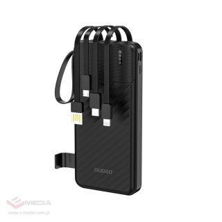 Powerbank Dudao K11 10000mAh z wbudowanymi kablami - czarny