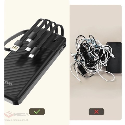 Powerbank Dudao K11 10000mAh z wbudowanymi kablami - czarny