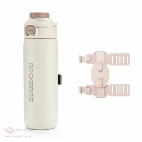 Bidon termiczny Rockbros S550H-1 700 ml z magnetycznym uchwytem i paskiem montażowym - beżowy