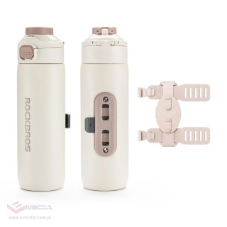 Bidon termiczny Rockbros S550H-1 700 ml z magnetycznym uchwytem i paskiem montażowym - beżowy