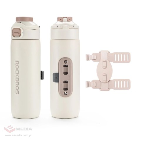 Bidon termiczny Rockbros S550H-1 700 ml z magnetycznym uchwytem i paskiem montażowym - beżowy