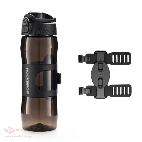 Bidon termiczny Rockbros S550H-1 700 ml z magnetycznym uchwytem i paskiem montażowym - czarny