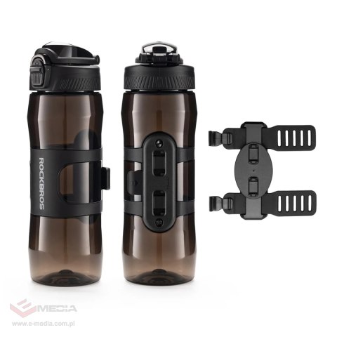 Bidon termiczny Rockbros S550H-1 700 ml z magnetycznym uchwytem i paskiem montażowym - czarny