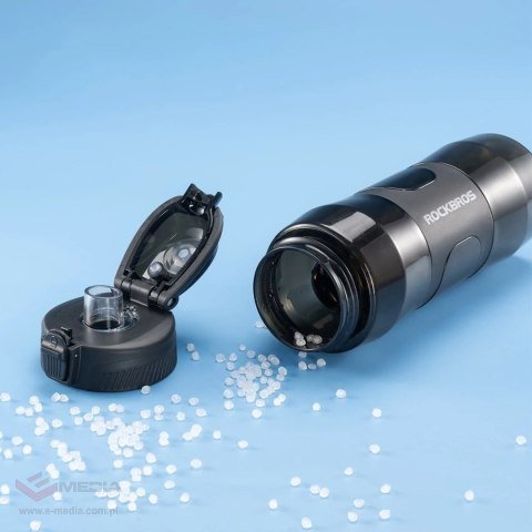 Bidon termiczny Rockbros S550H-1 700 ml z magnetycznym uchwytem i paskiem montażowym - czarny