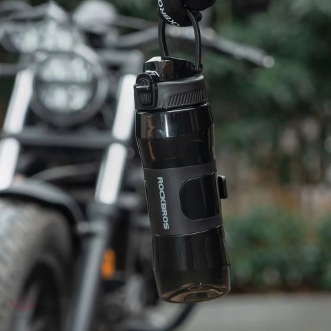 Bidon termiczny Rockbros S550H-1 700 ml z magnetycznym uchwytem i paskiem montażowym - czarny