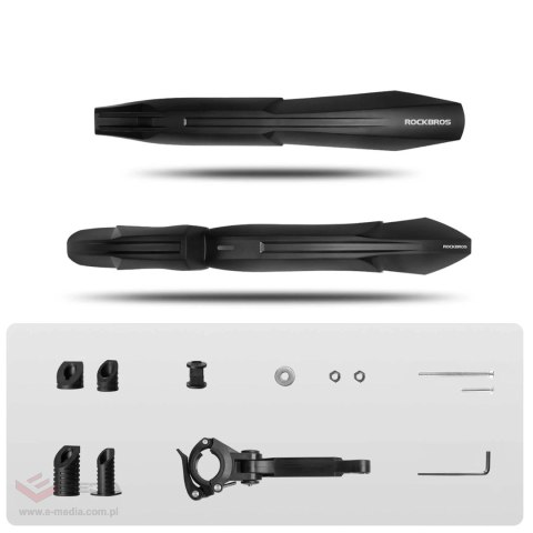 Błotniki rowerowe Rockbros FK-880 przedni i tylny do rowerów 24" - czarne
