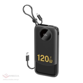 Powerbank Dudao K13 10000mAh z wbudowanym kablem - czarny