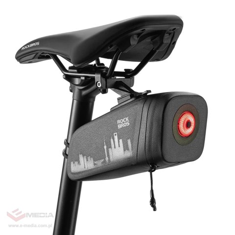 Torba rowerowa Rockbros AS-141 podsiodłowa lekka z inteligentną lampką tylną - czarna