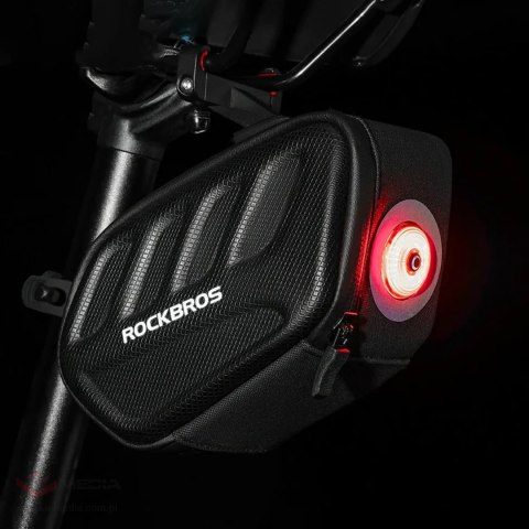 Torba rowerowa Rockbros C61 podsiodłowa z inteligentną lampką tylną 0,45 l - czarna