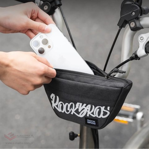 Torba rowerowa Rockbros G011 Flash Journey na kierownicę trapezoidalna 0,7 l - czarna