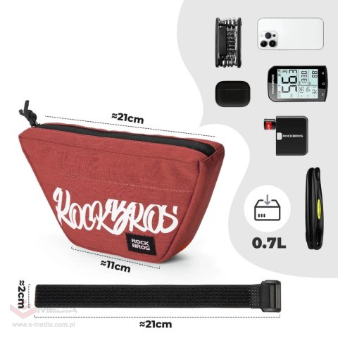 Torba rowerowa Rockbros G011 Flash Journey na kierownicę trapezoidalna 0,7 l - czerwona