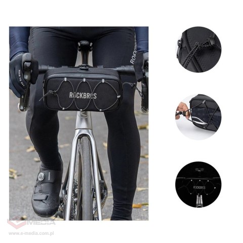 Torba rowerowa Rockbros TL001 ROAD TO SKY 1,9 l na kierownicę wodoodporna - czarna