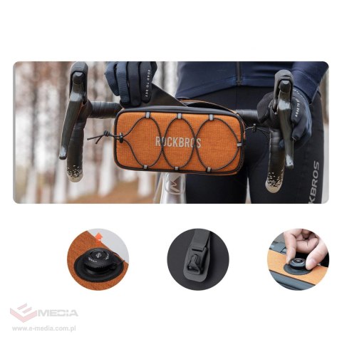 Torba rowerowa Rockbros TL001 ROAD TO SKY 1,9 l na kierownicę wodoodporna - pomarańczowa