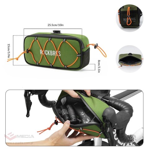 Torba rowerowa Rockbros TL001 ROAD TO SKY 1,9 l na kierownicę wodoodporna - zielona