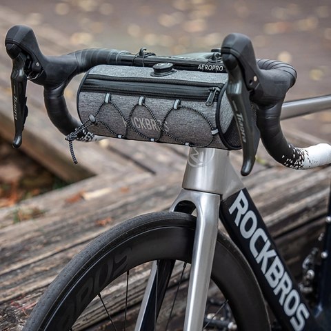 Torba rowerowa Rockbros TL002 ROAD TO SKY 1,5 l na kierownicę wodoodporna - szara