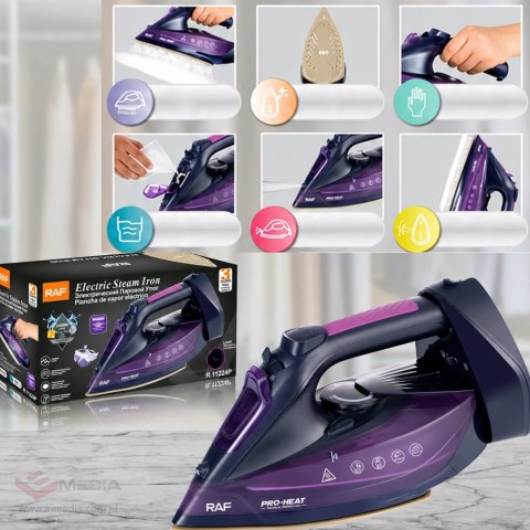 Żelazko Bezprzewodowe Parowe Mocne 2400W Ceramiczne Stacja ładowania