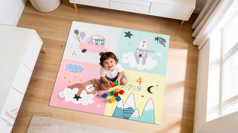 Mata edukacyjna dla dzieci, puzzle 120 x 120 cm, misie
