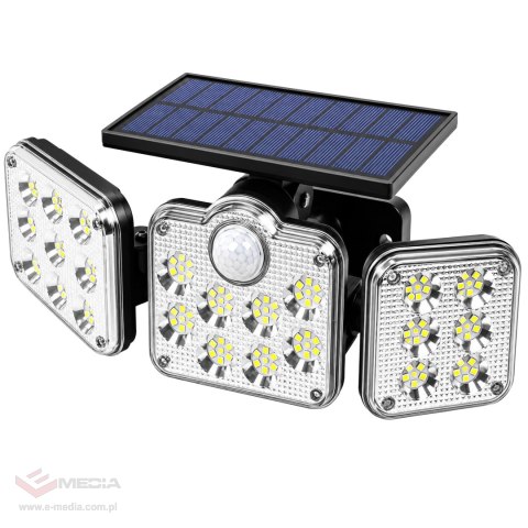 Lampa Solarna Ogrodowa 138 Led Zewnętrzna z Czujnikiem Ruchu Zmierzchu Pilot