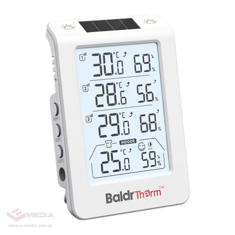 Termohigrometr BALDRTHERM B0598 3-kanałowy z automatycznym podświetlaniem