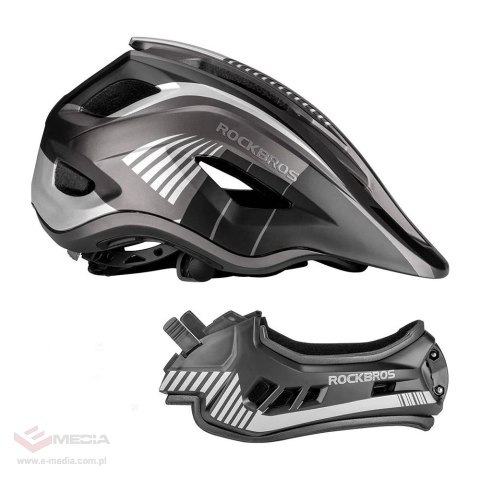 Kask rowerowy Rockbros TT-32SBTG-M dziecięcy z odpinaną szczęką rozmiar M - szary