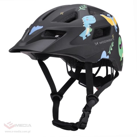 Kask rowerowy dziecięcy MTB Wozinsky z odpinanym daszkiem 48-52 cm - czarny