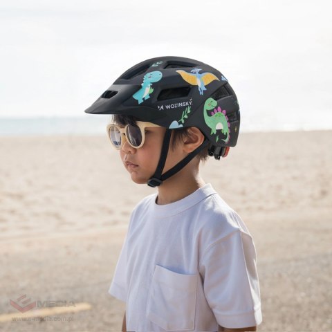 Kask rowerowy dziecięcy MTB Wozinsky z odpinanym daszkiem 48-52 cm - czarny
