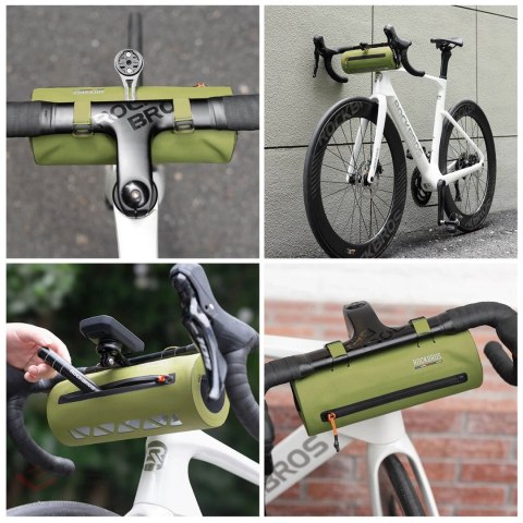 Torba rowerowa Rockbros AS-145 ROAD TO SKY na kierownicę wodoodporna 2 l - zielona