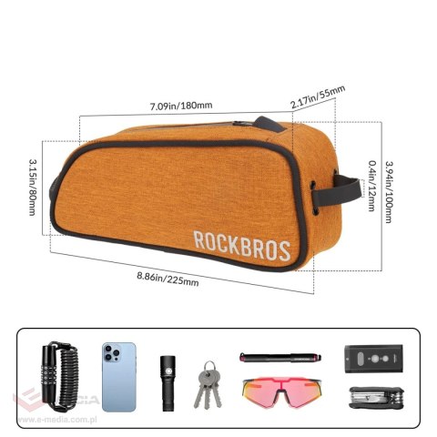 Torba rowerowa Rockbros TL004 ROAD TO SKY 0,7 l na ramę wodoodporna - pomarańczowa